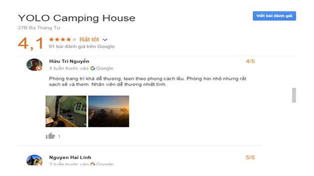 Đánh Giá Khách Sạn Yolo Camping House