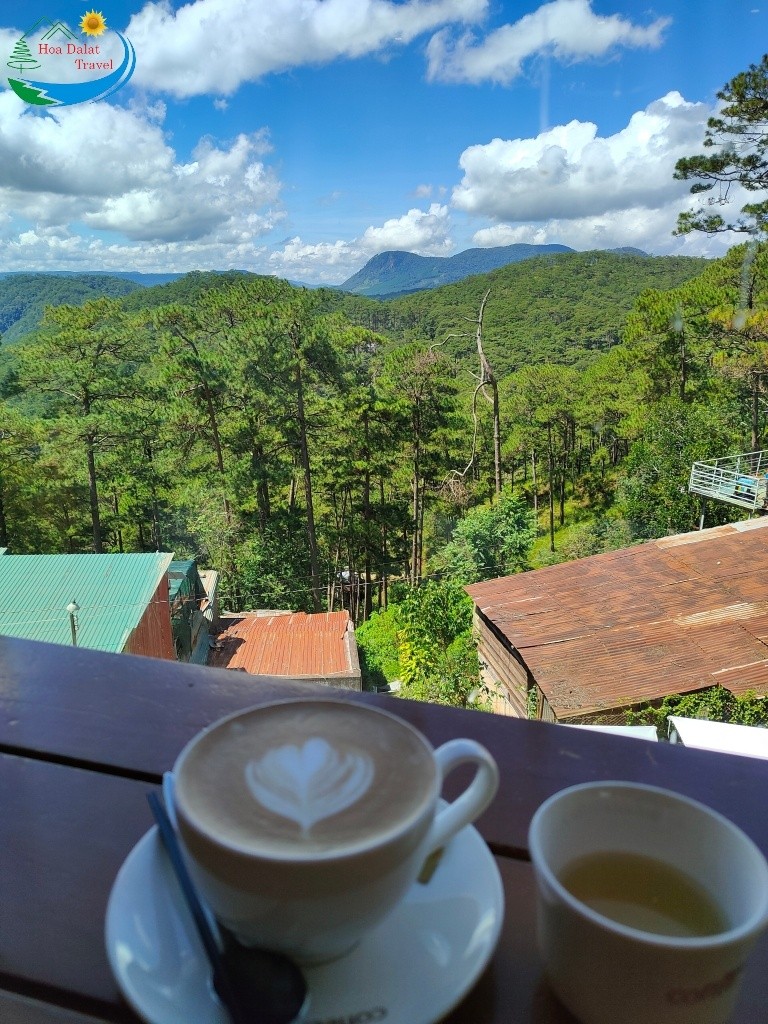 Thưởng thức cafe và ngắm nhìn toàn cảnh đồi núi Đà Lạt