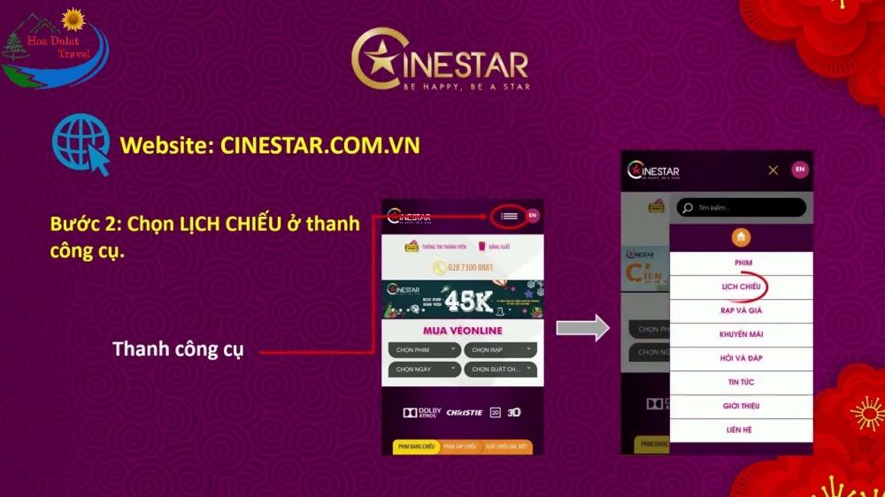 Cách đặt vé online Cinestar