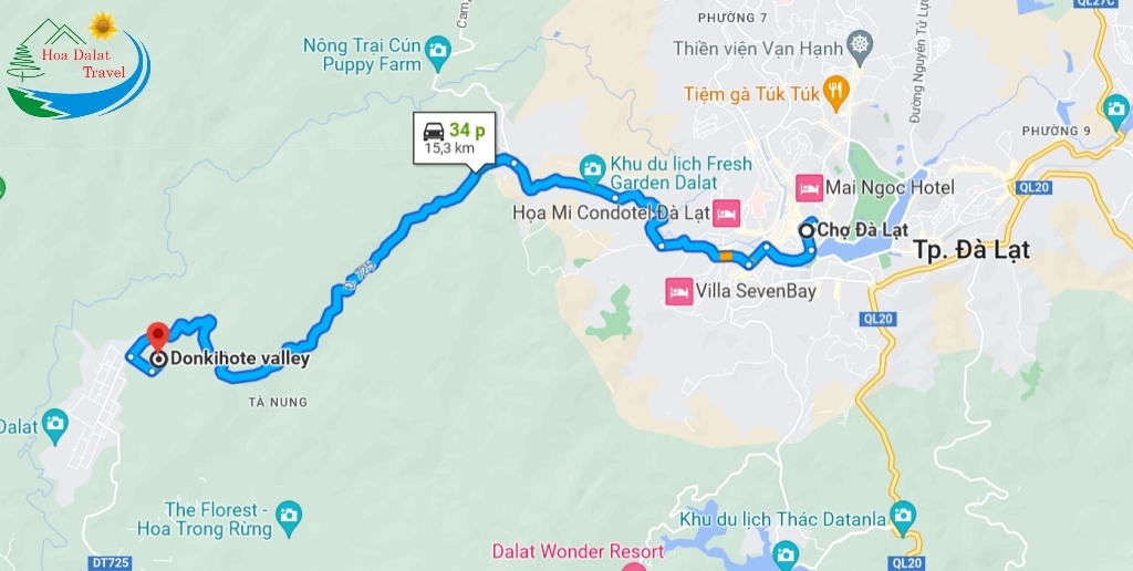 Hướng dẫn di chuyển đến Donkihote Valley Đà Lạt