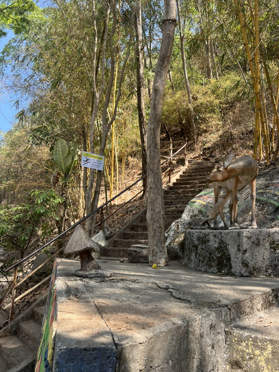 Đường đi bộ xuống thác Pongour